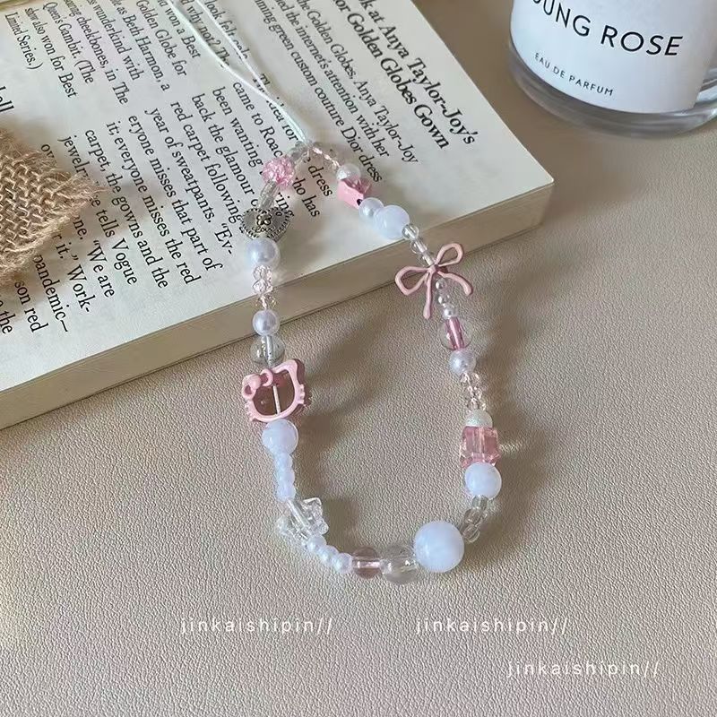 Phone Accessories For Teen Girls - rendy Y2K Pink Bow Kitty Beaded