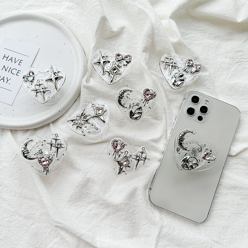 Phone Accessories Items - Clear Heart Phone Grip Holder Back