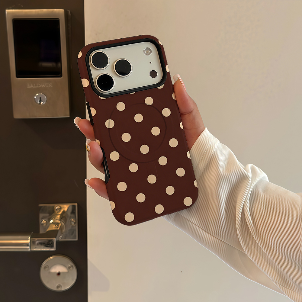 Brown Beige Polka Dot Phone Ca - đánh giá và giá Phone Accessories Magnetic